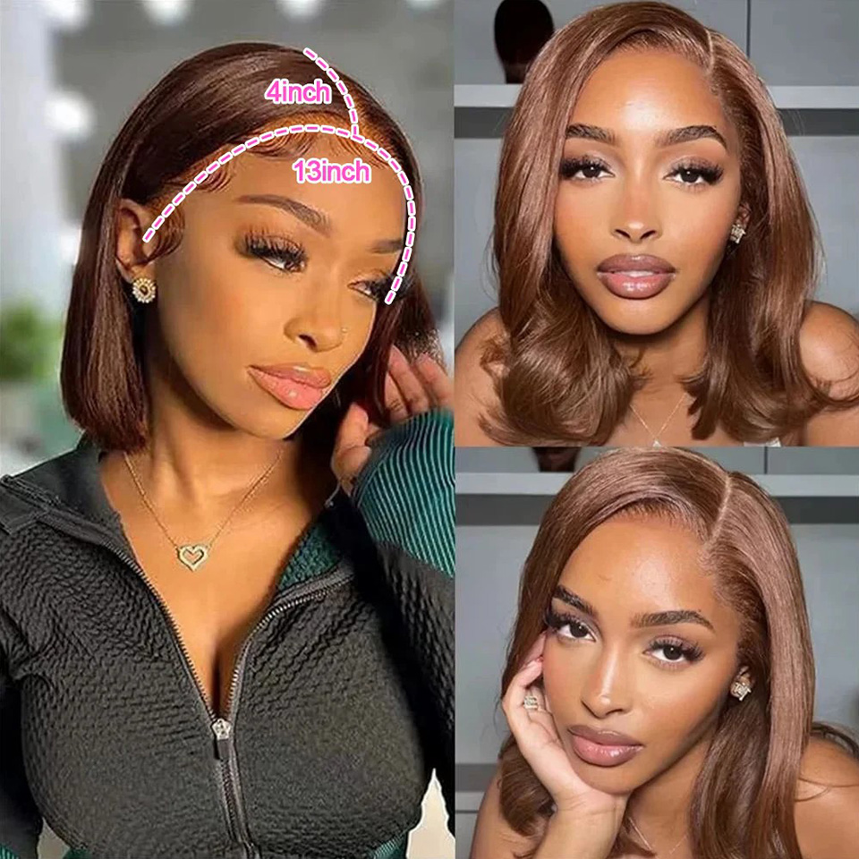13X4 Chocolate Brown Straight  - огляд і ціна Glueless Wear And Go Human Hair Wig