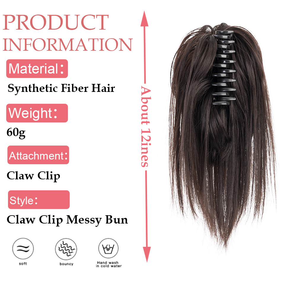 Snoilite Synthetic Straight Cl - огляд і ціна Claw Clip Messy Bun Hair Piece