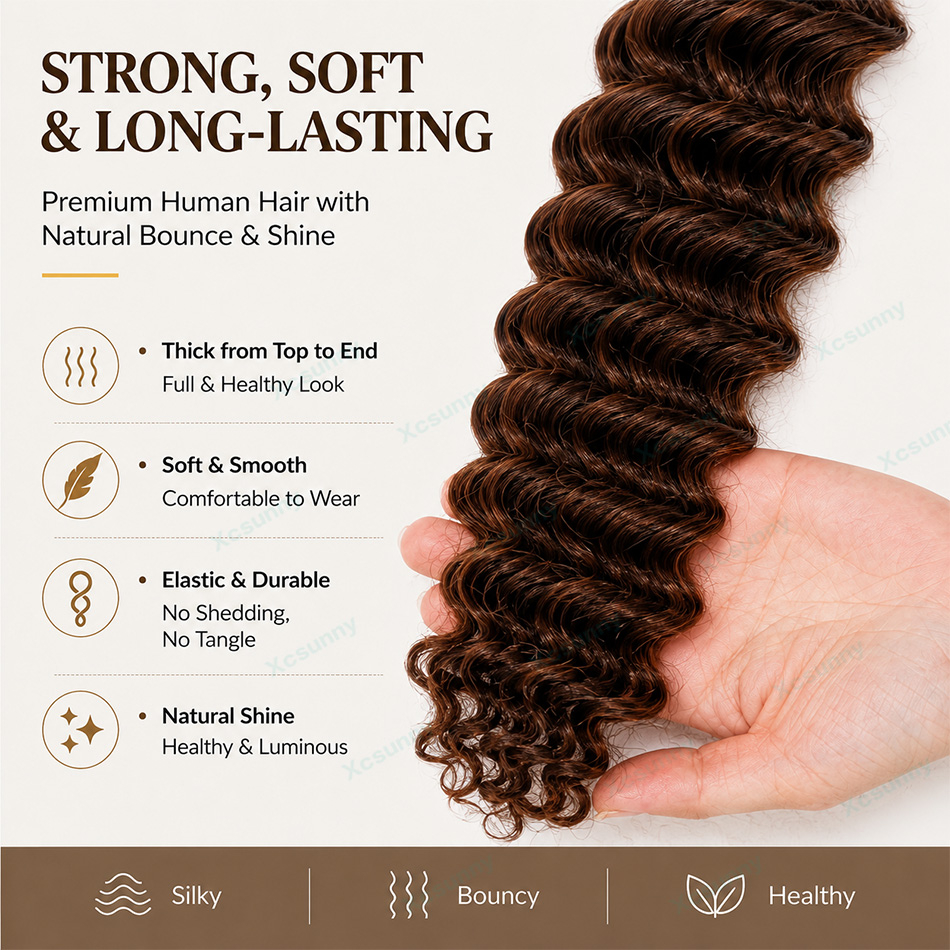 Color #4/30 Boho Braids Human  - огляд і ціна Water Wave Bulk Human Hair For Braiding