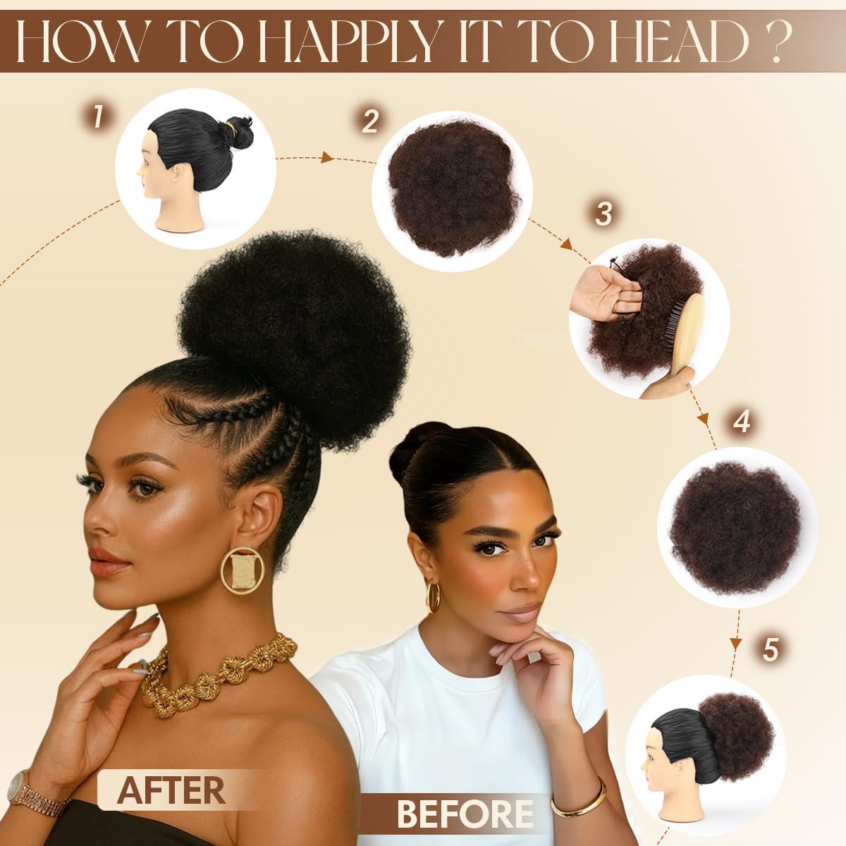 Afro Puff Synthetic Drawstring - огляд і ціна Drawstring Afro Curly Puff Ponytail
